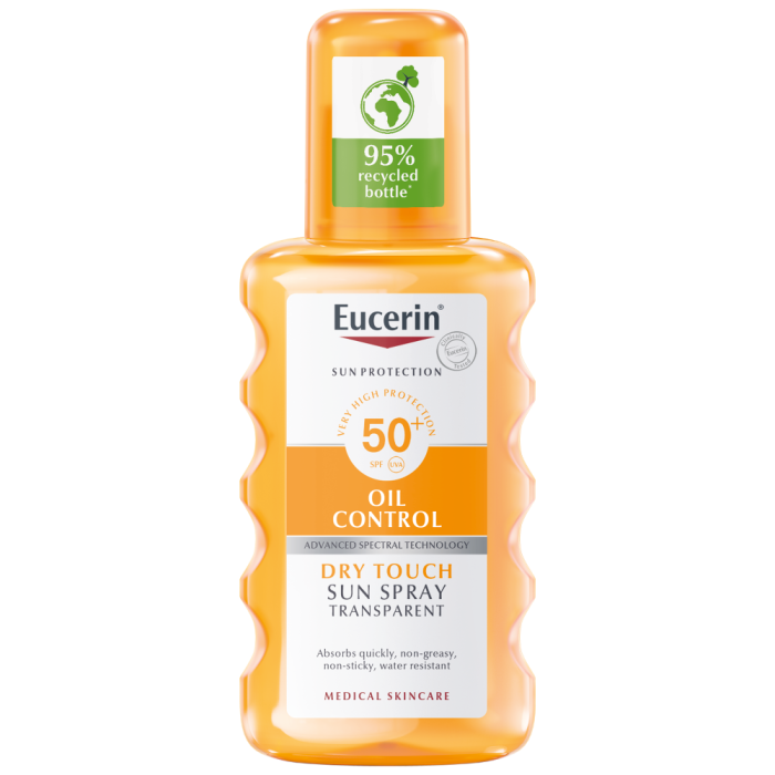 Eucerin Sun Spray Transparent SPF50 auringonsuojaspray suihkepullo 200 ml