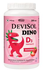 Devisol Dino mansikka 10 mikrog 200 purutabl