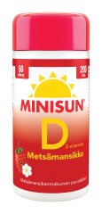 Minisun D-vitamiini Metsämansikka 50 mikrog 200 purutabl